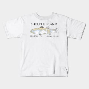 Shelter Island Fishing out on long island Kids T-Shirt